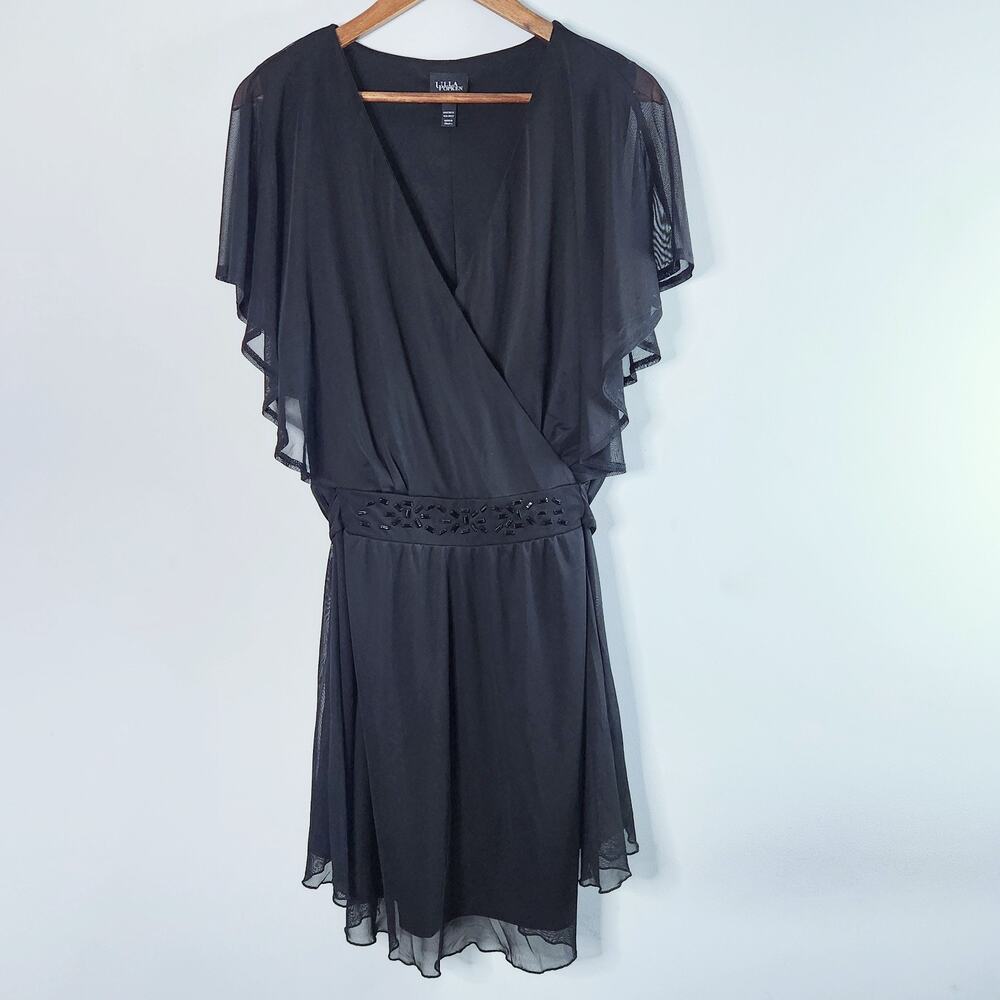 Ulla Popken Womens Black Batwing Sleeve Blouse Size 20/22 Whimsigoth Career